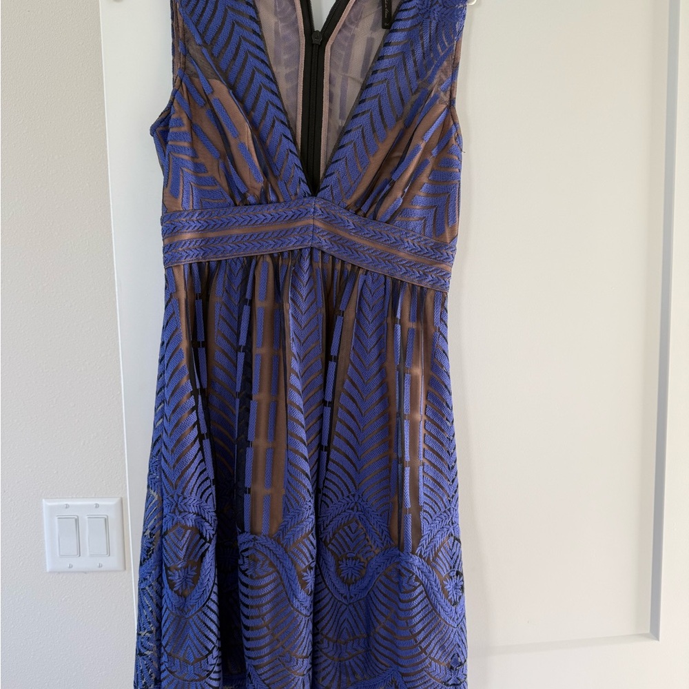 BCBGMaxAzria Blue and Black Backless Dress Kelly’s